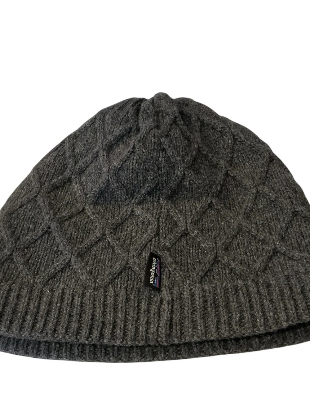 Patagonia grey wool blend honeycomb beanie hat one size lined